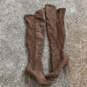 Brown Suede Thigh High Boots- Size 8